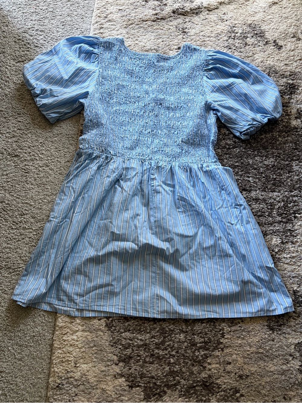 Old Navy Light Blue and White Striped Smocked Dress - Picture 6 of 6